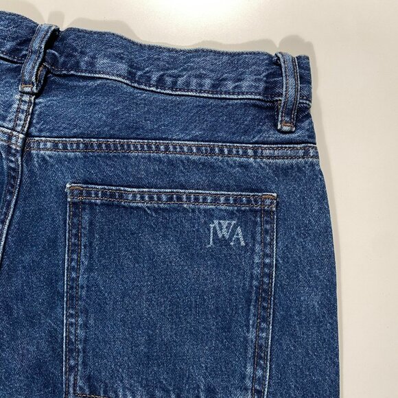 J.W.Anderson x Uniqlo Wide Leg Cropped Medium Wash Blue Jeans mens size 32x25.5 - Picture 6 of 9
